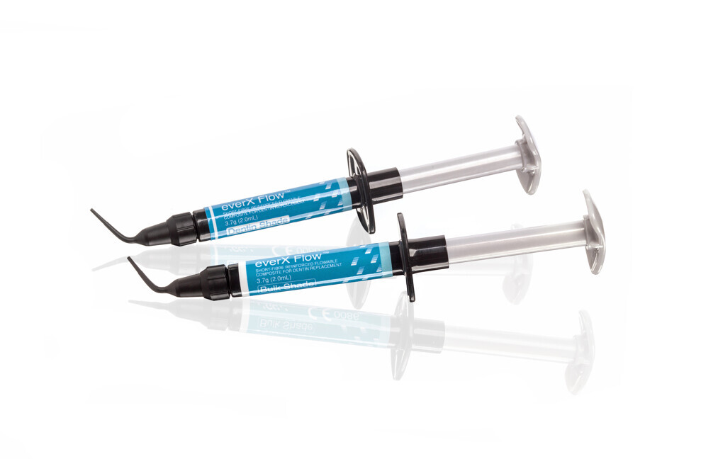 EverX Flow is a fibre-reinforced flowable composite indicated for dentine replacement in direct restorations and for core build-up. (Image: GC)