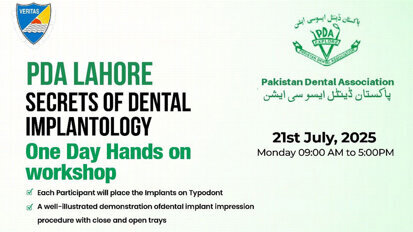 PDA Lahore's workshop on dental implantology to educate young dentists