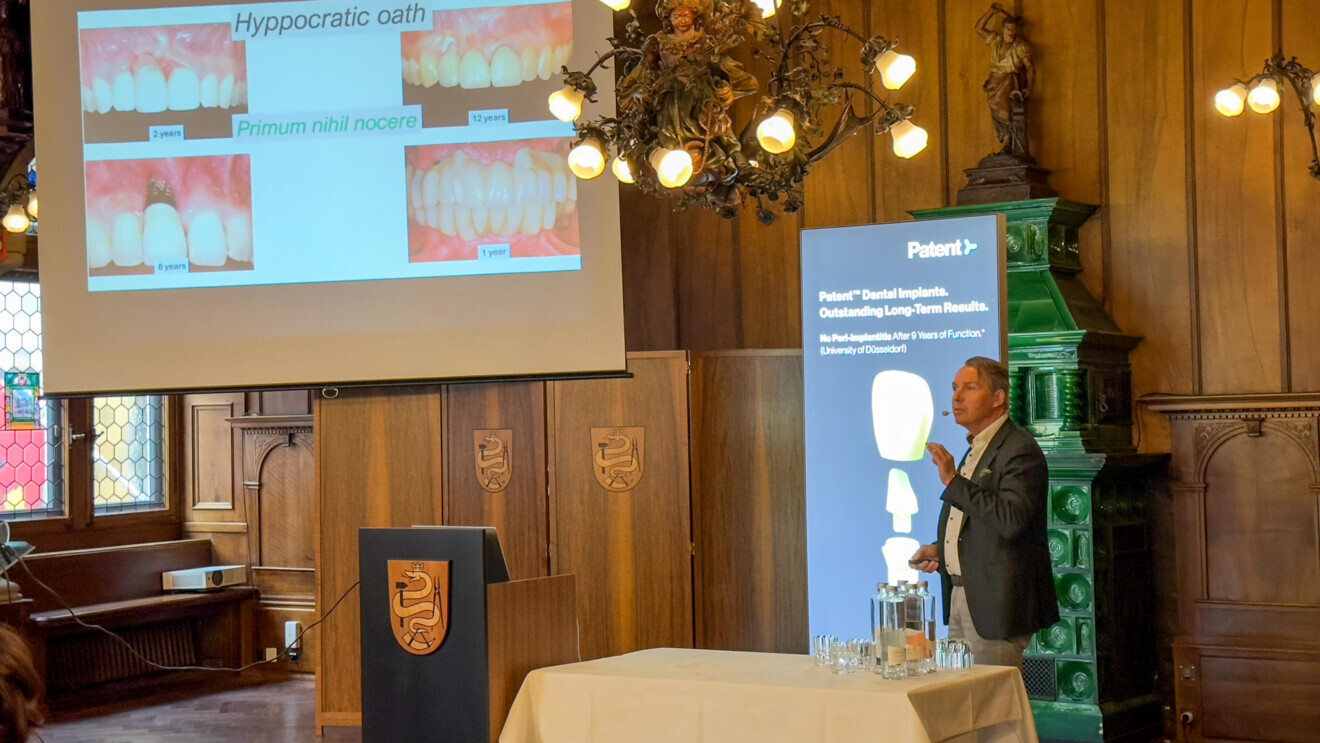 Dr Roland Glauser spoke about the relevance of the study results for implantology. (Image: Patent)